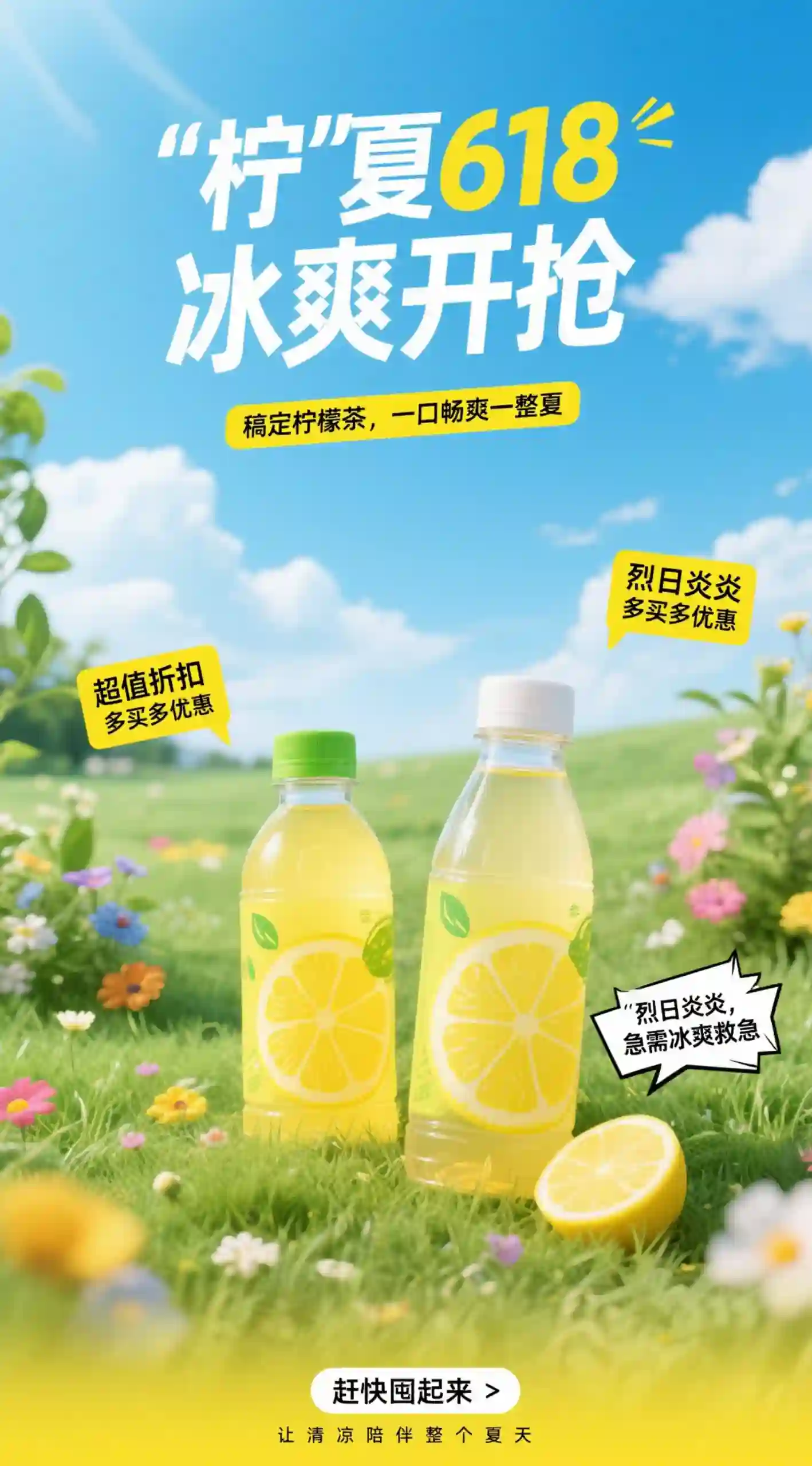 “柠” 夏 618 柠檬茶促销海报