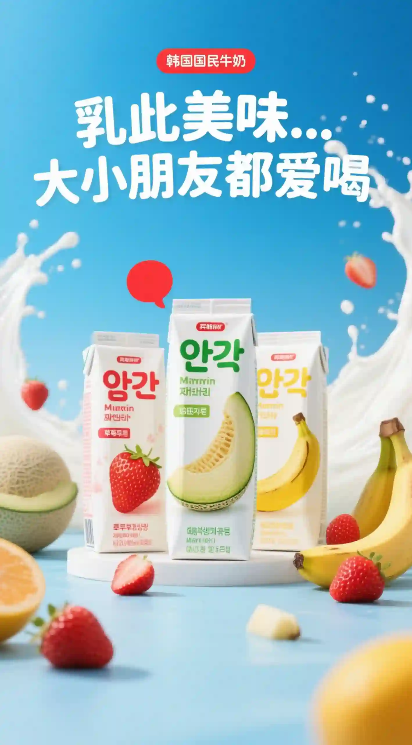 国民果味牛奶产品海报
