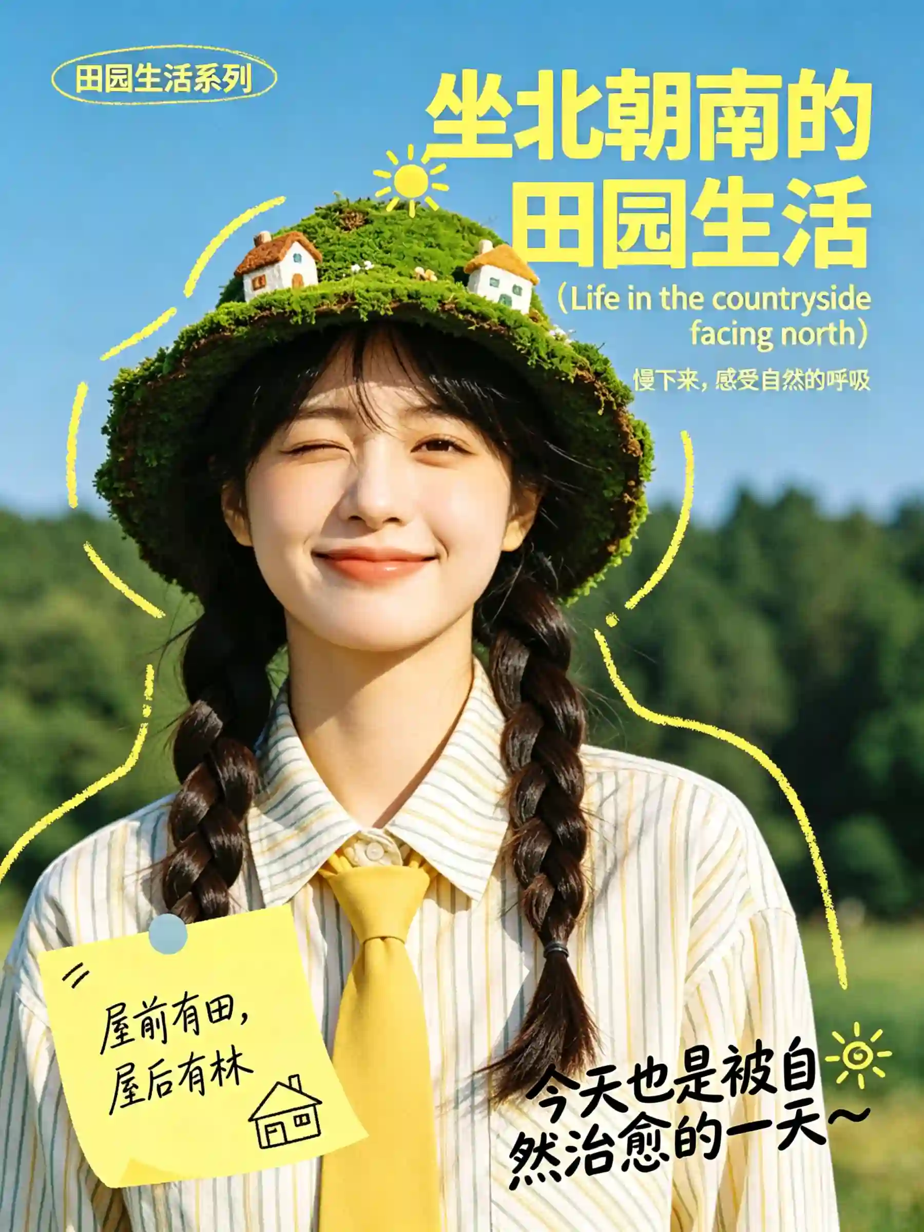 「坐北朝南的田园生活」治愈风封面