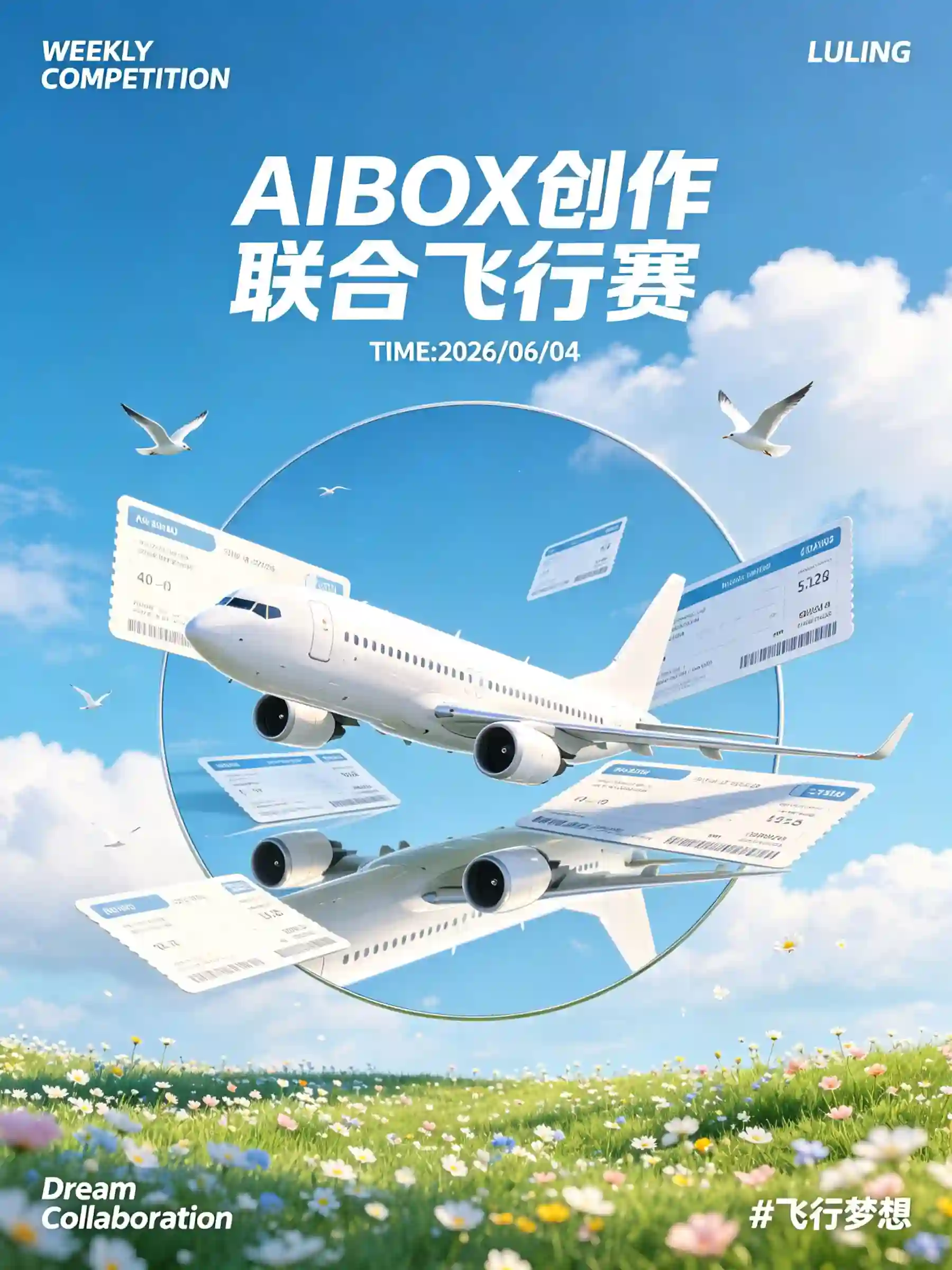 AIBOX 创作联合飞行赛清新风海报