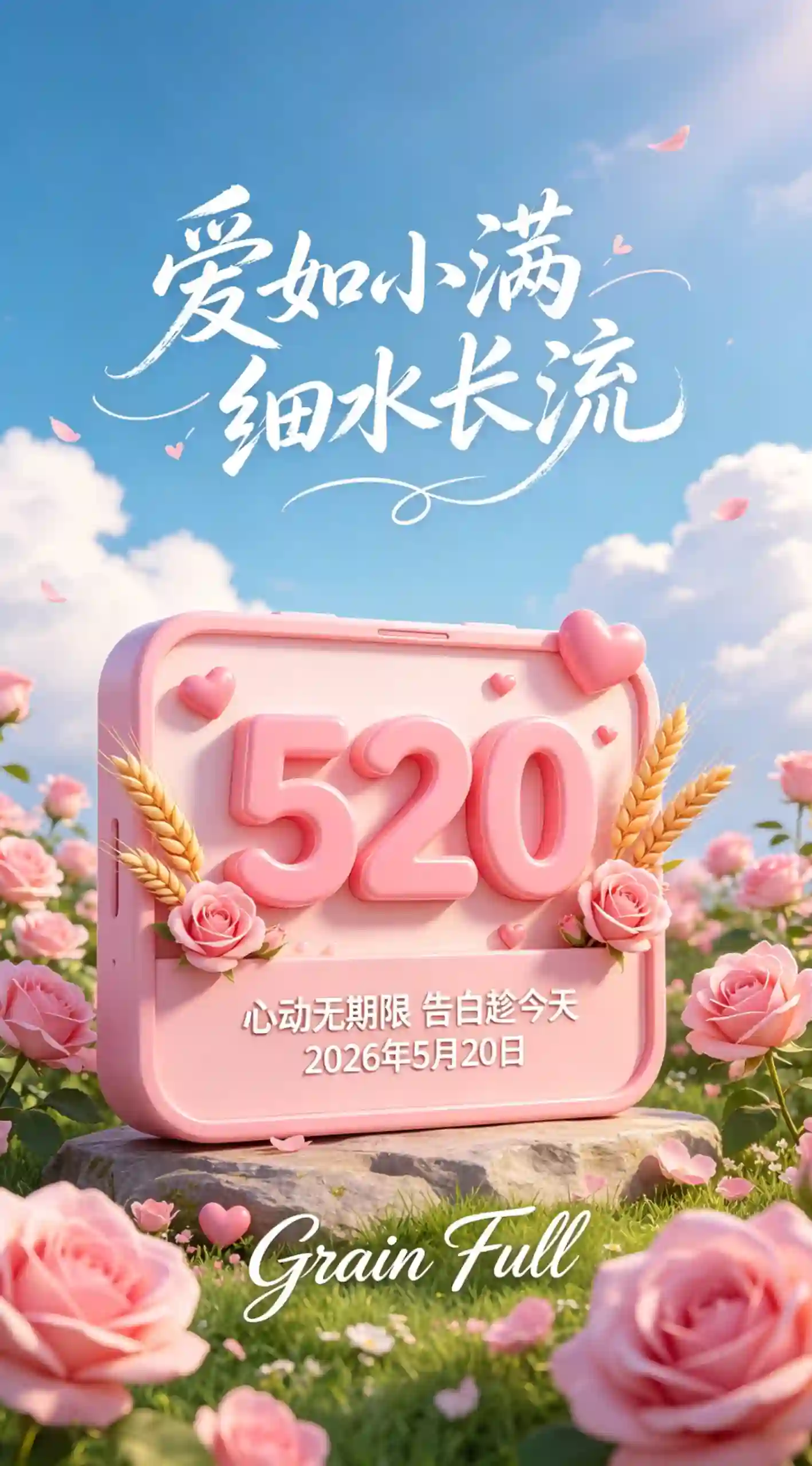 520小满浪漫温柔告白海报