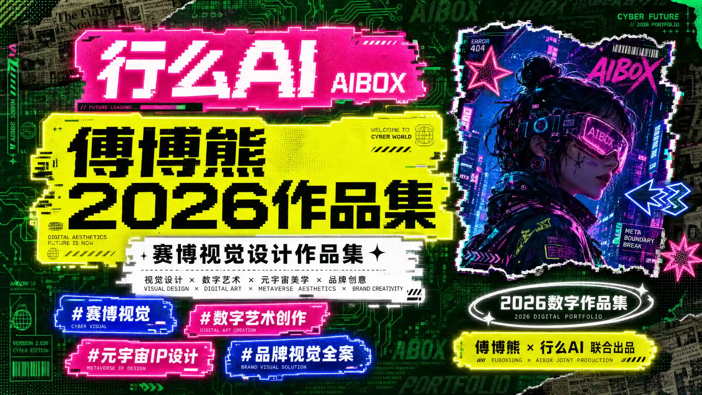 赛博霓虹像素作品集封面