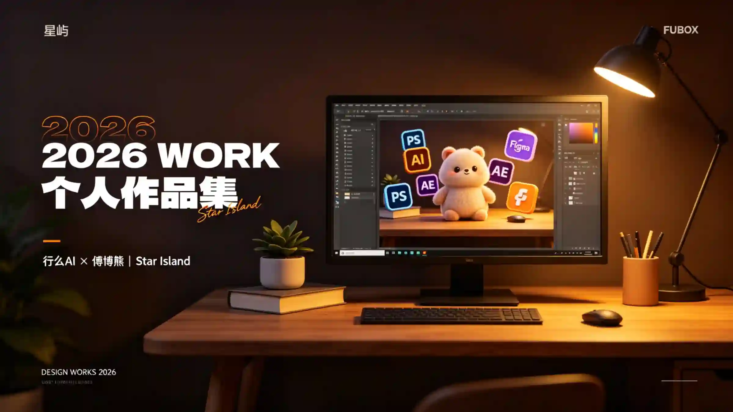 暖调写实氛围办公风作品集封面