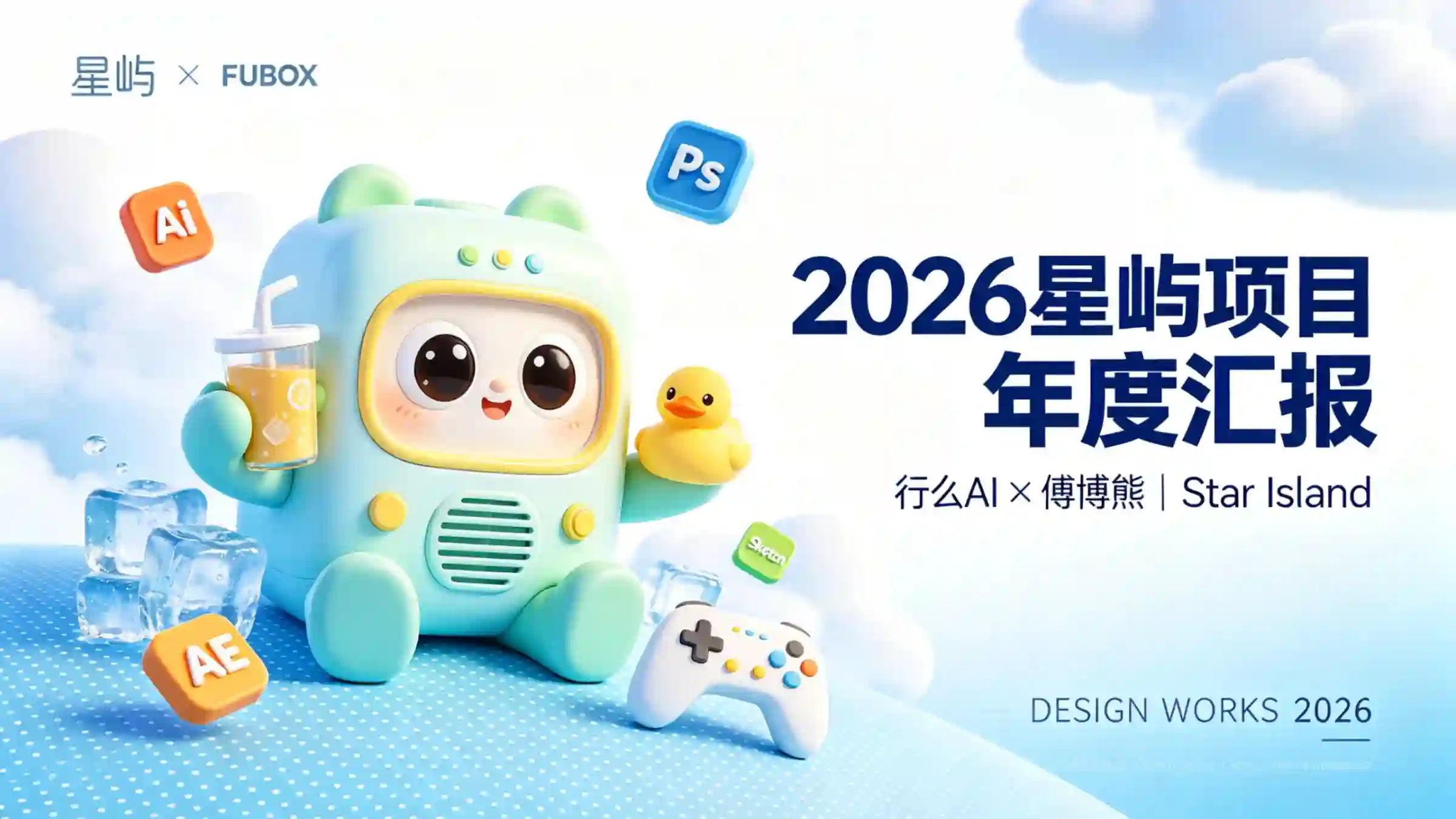 萌趣潮玩卡通风年度汇报封面