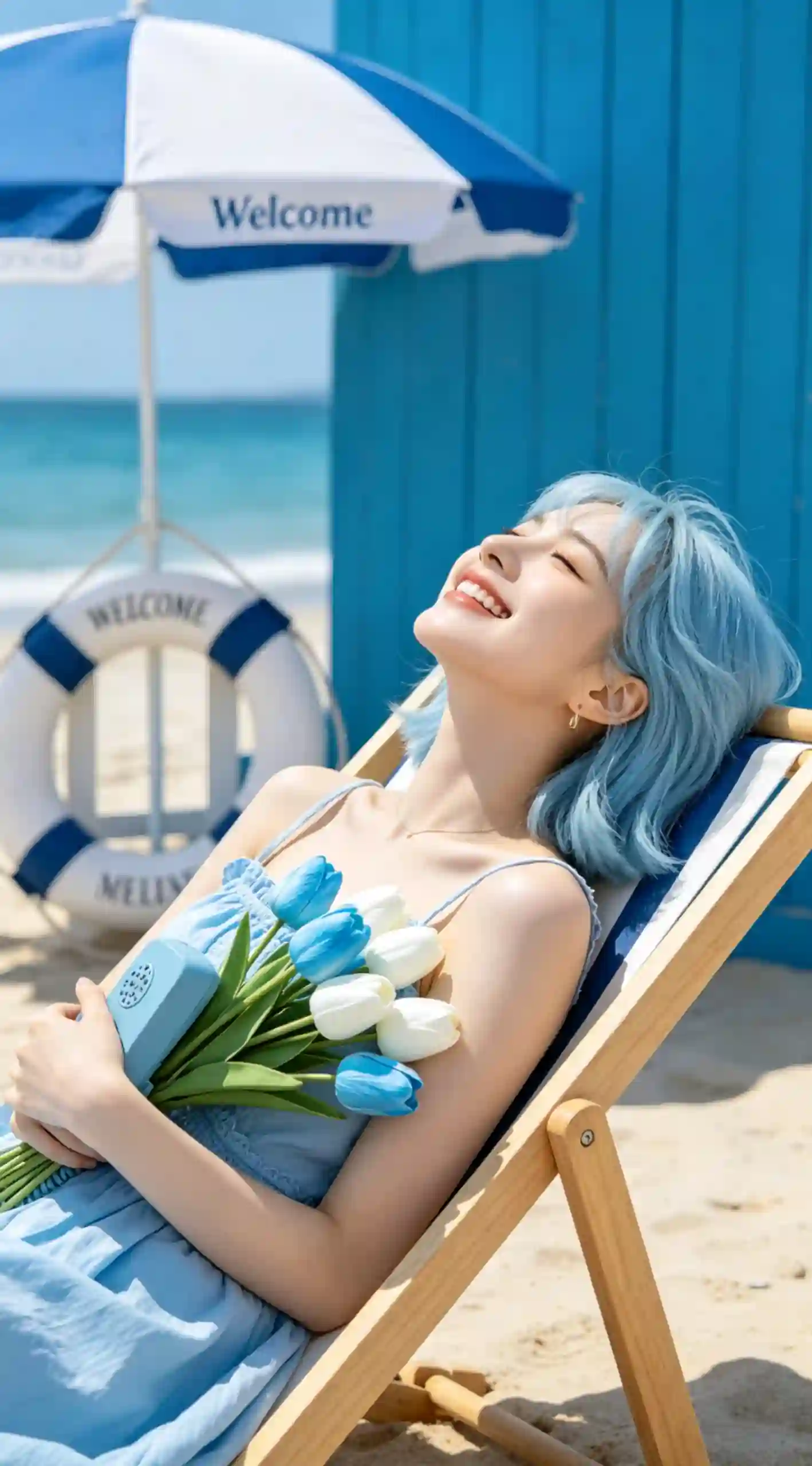 夏日海边蓝调松弛氛围