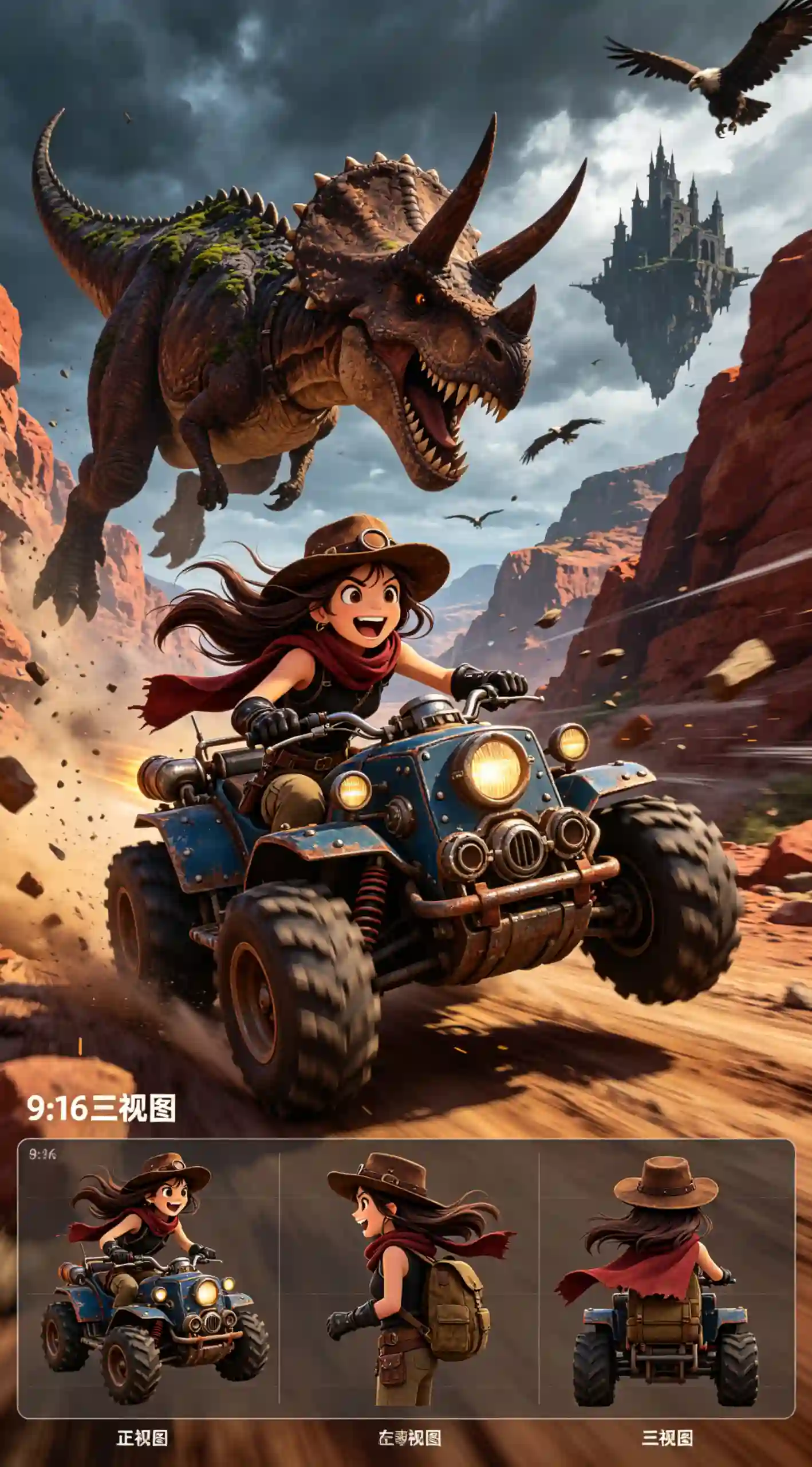 侏罗纪恐龙探险越野少女