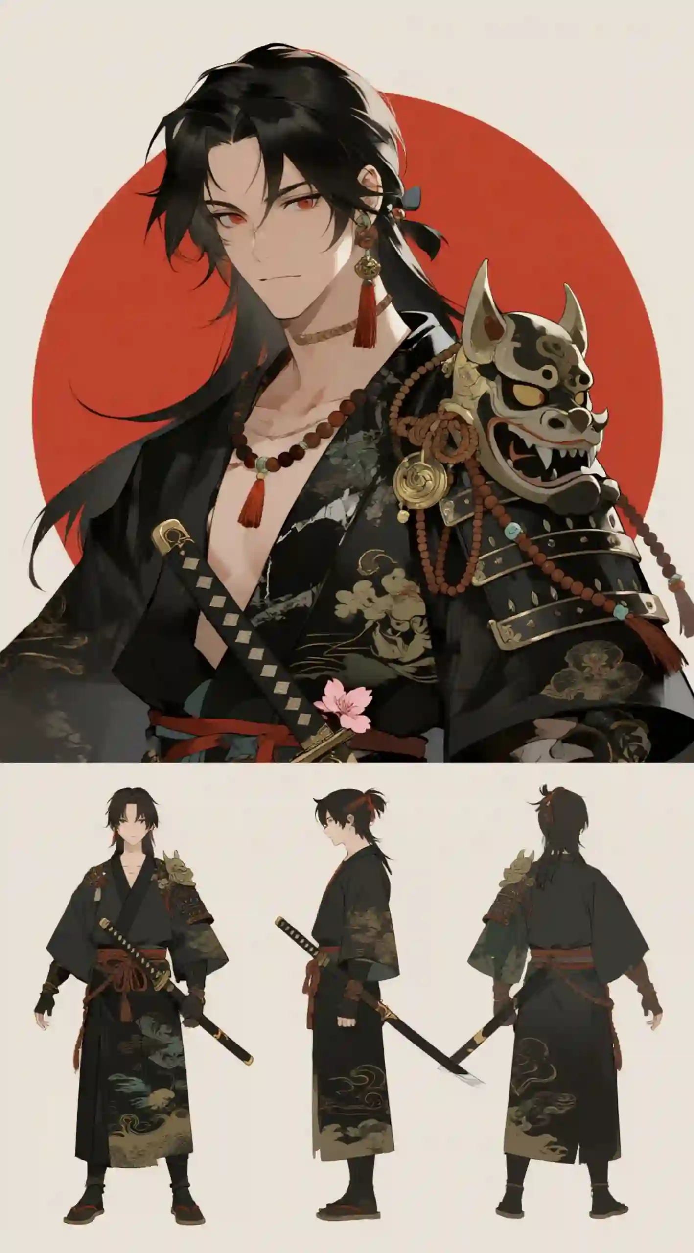 和风鬼面武士少年