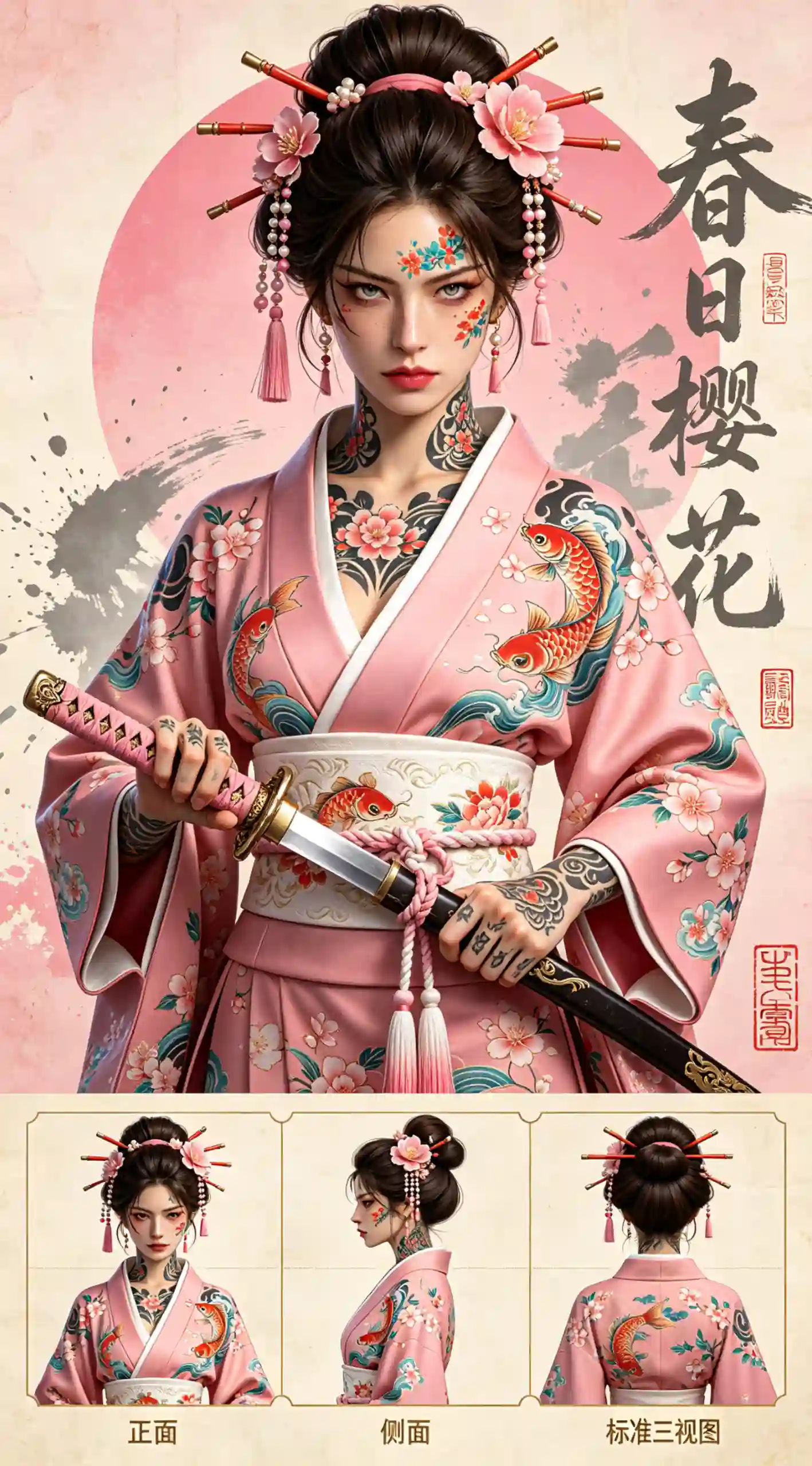 樱花锦鲤艺伎武士