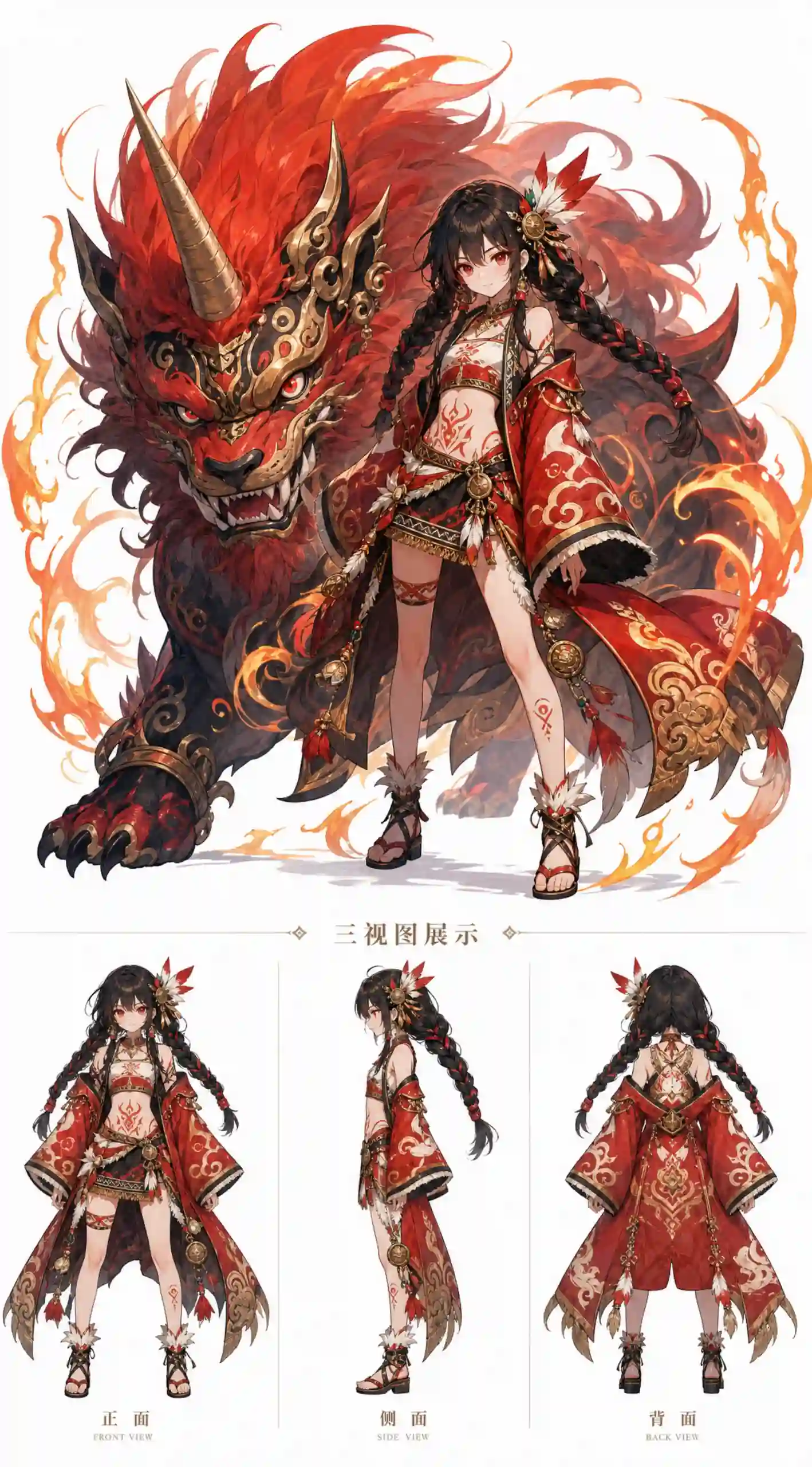 炎狮国风神话少女