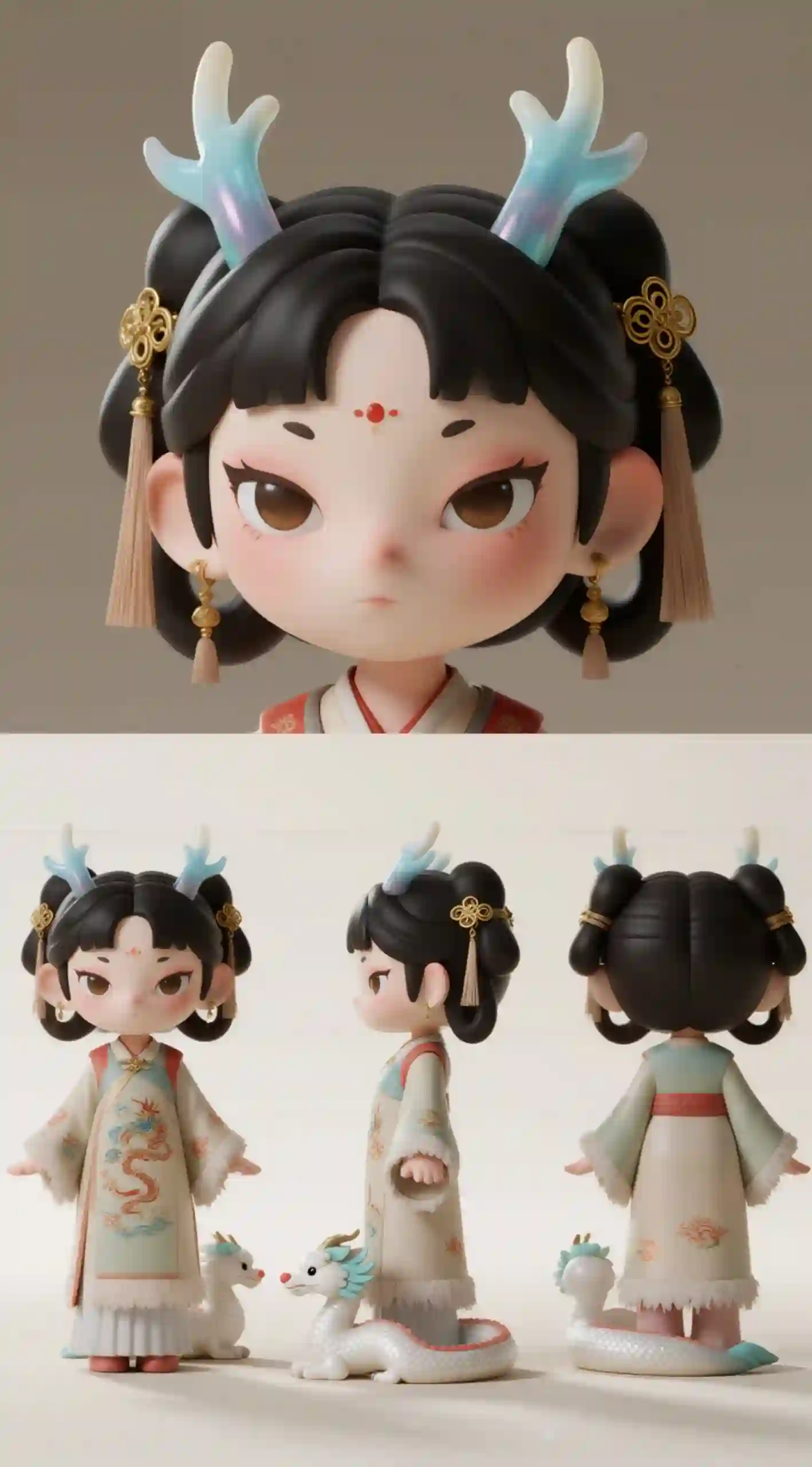 国风琉璃龙女仙童