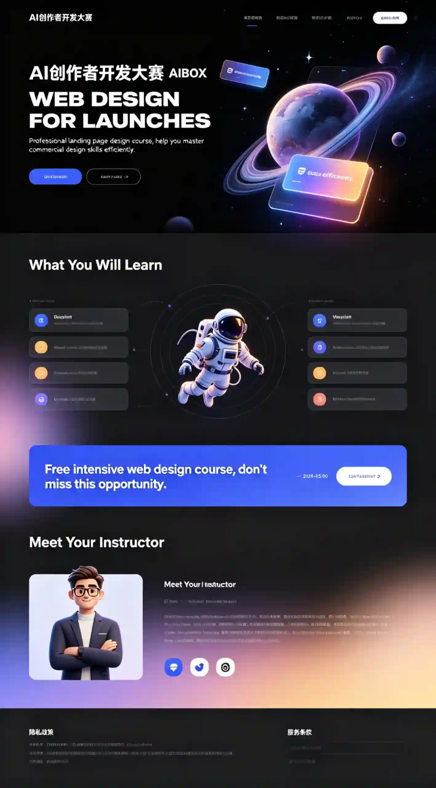 AI 创作者开发大赛教育官网界面