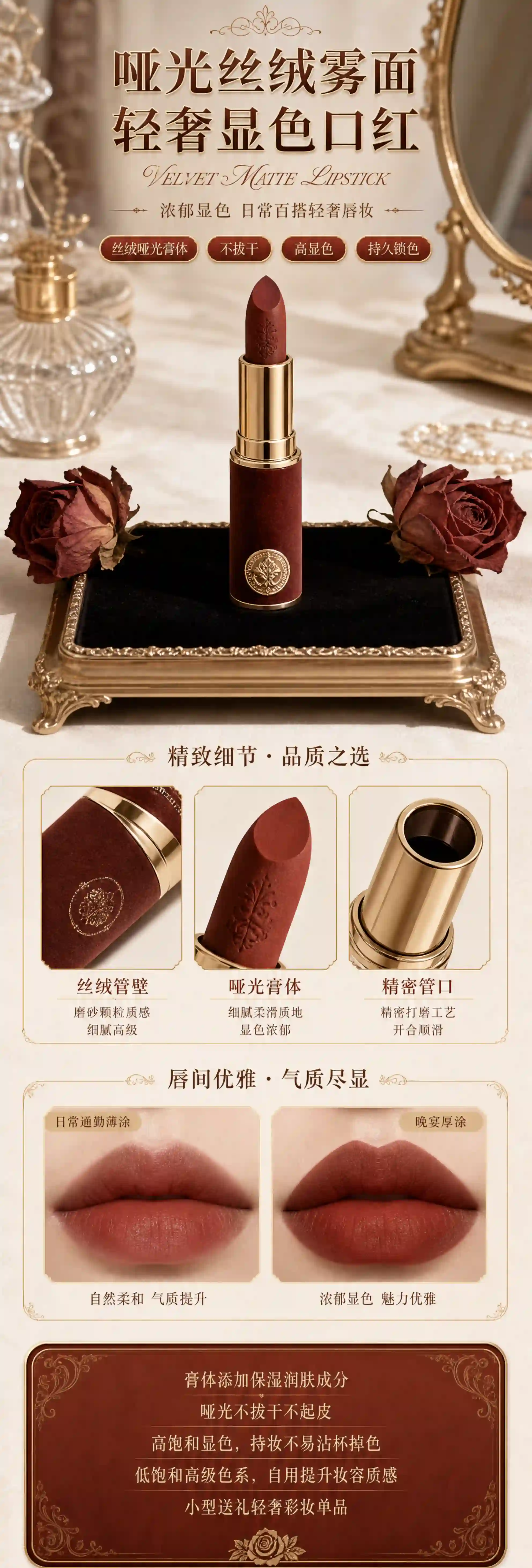 复古法式轻奢美妆详情图
