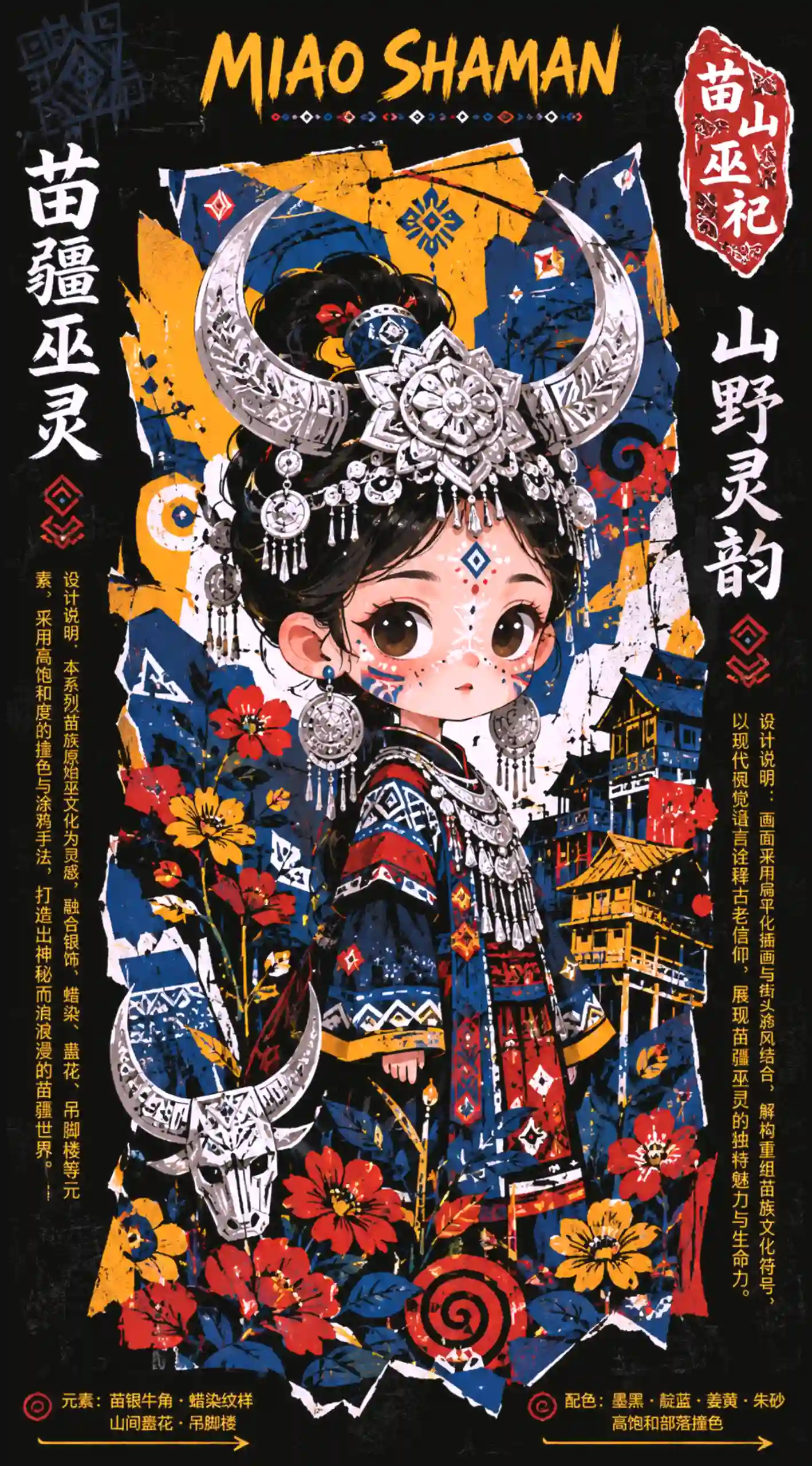少数民族传统文化潮流插画